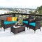 Costway 4PCS Rattan Patio Furniture Set Cushioned Sofa Chair Coffee Table
